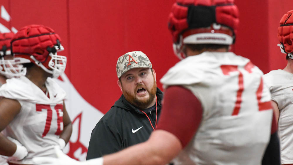Razorbacks' Eric Mateos during spring practice on March 8
